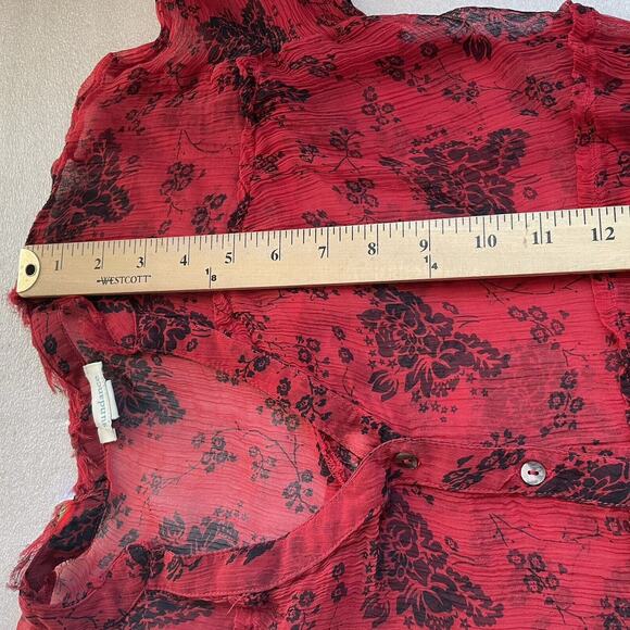 Sundance Shirt‎ Women Small Red Black Elodie Floral Popover Crinkle Whimsigoth - Picture 11 of 12